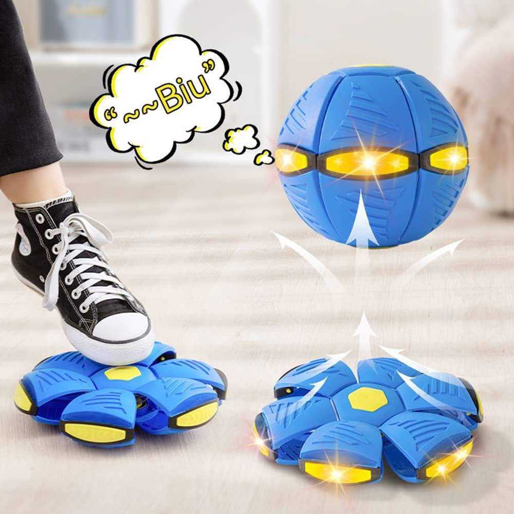 Foldable into a frisbee interactive pet toy ball